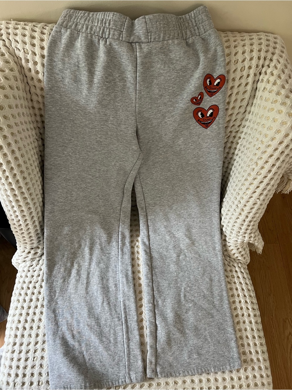 Kids Gray Sweatpants with Red Heart Graphic